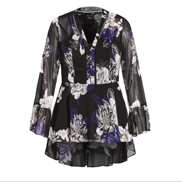 NWT CITY CHIC Floral Top Size 14 - Picture 4 of 9